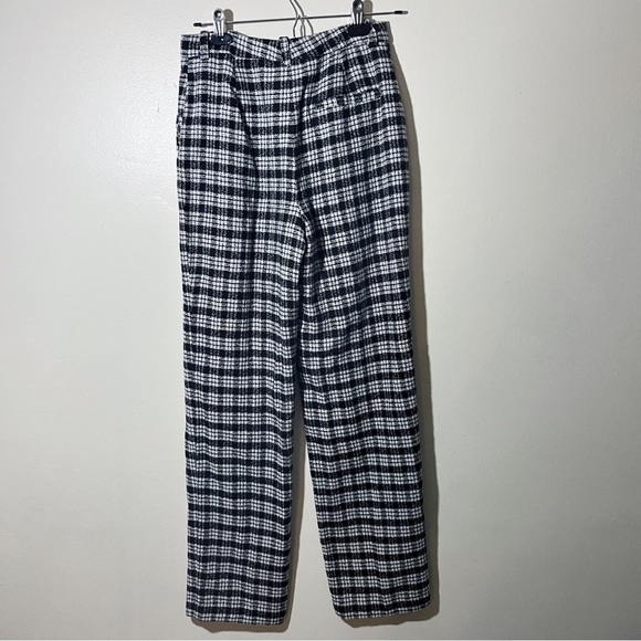 Zara Basic Plaid Tartan Wool Blend 3 Pocket Trouser Pants XS - Picture 2 of 10